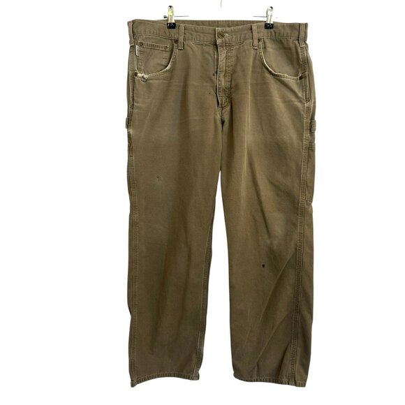 Carhartt Men Carpenter Loose Fit Khaki Work Pants 38x29 American Workwear Grunge - Picture 2 of 13